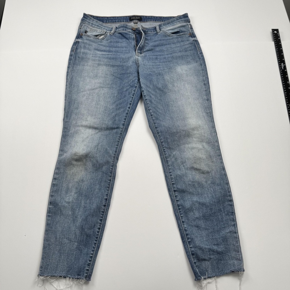 Judy Blue Womens 15/32 Medium Blue Frayed Hem Stretch Denim Jeans JB82222-SF